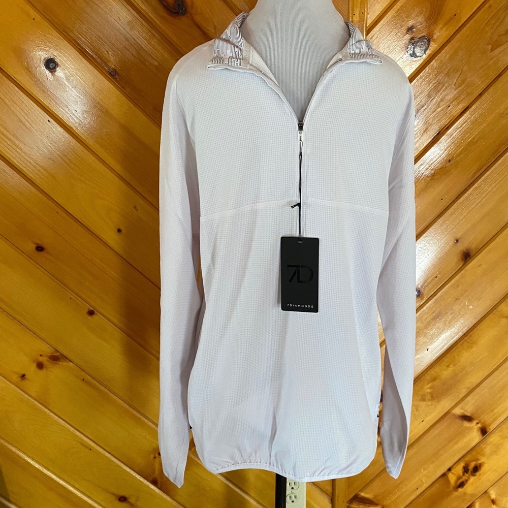 7Diamonds NEW Oxygenate 1/4 Zip Pullover Men's Small White NWT Golf Performance